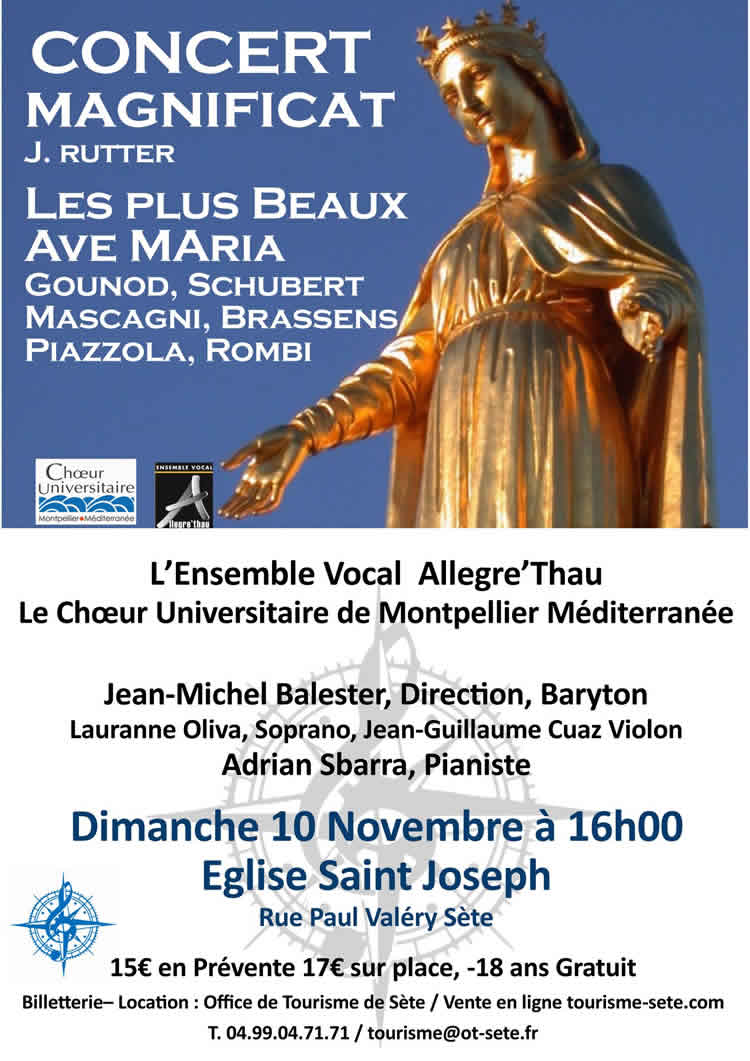 AFFICHE CONCERT DU 10 NOVEMBRE 2019 SETE AVEC TARIFS