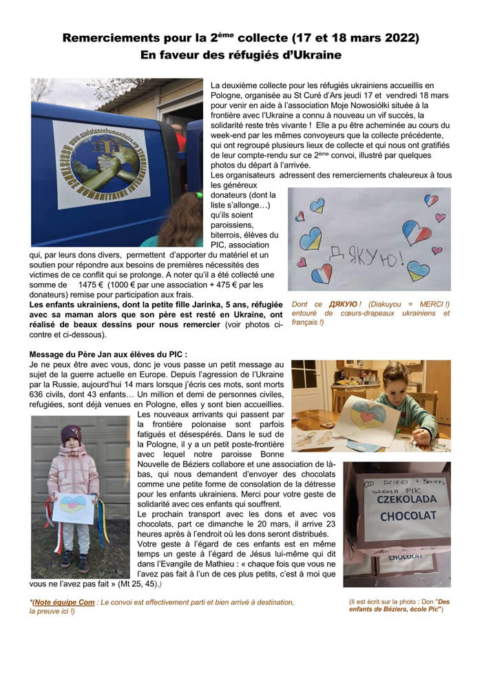 collecte des 17 et 18 mars 1