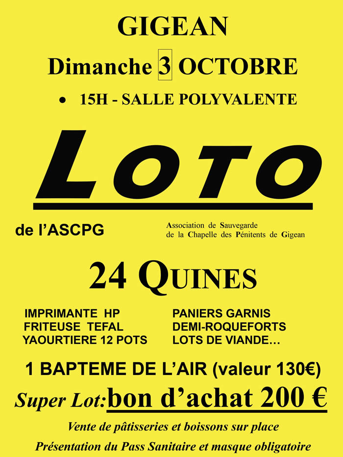 loto A S C P G du 3 octobre 2021