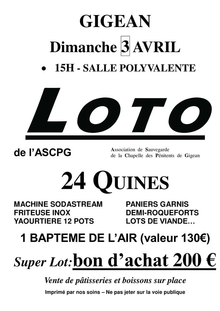 affiche loto A S C P G 3 AVRIL 2022